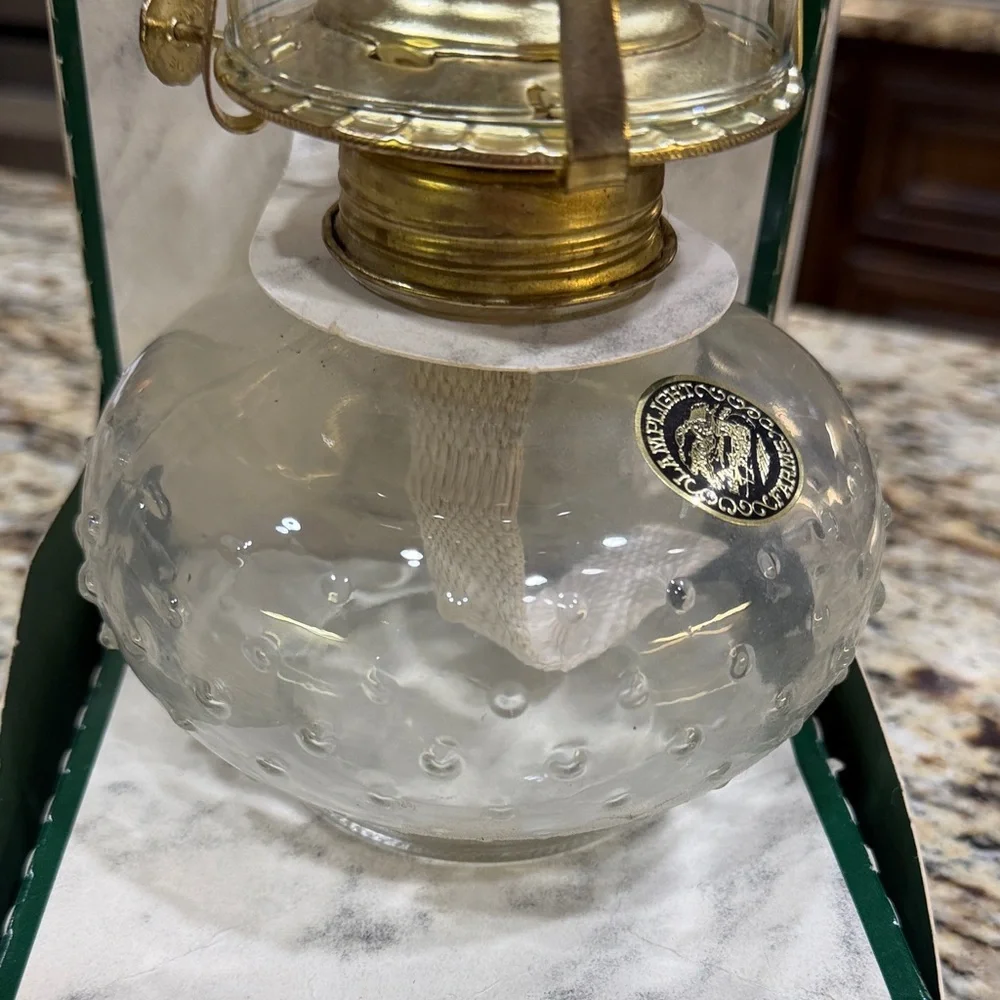 NEW IN BOX Lamplight Farms Glass Oil Lamp